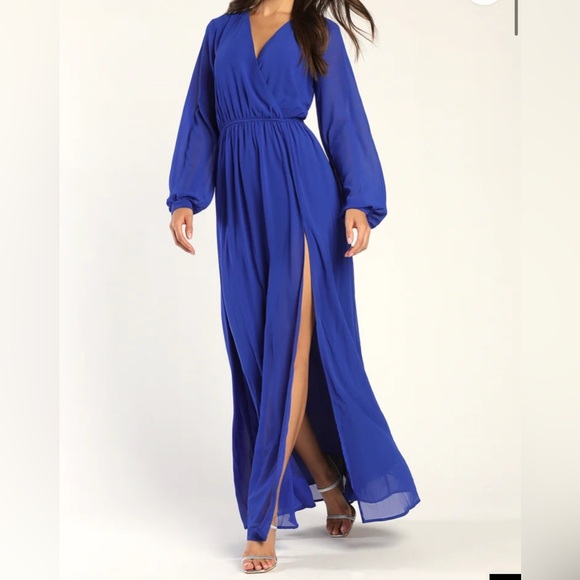Lulus Dresses & Skirts - Lulus Wondrous Water Lilies Royal Blue Maxi Dress